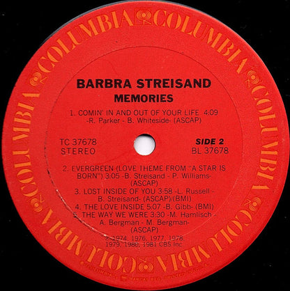 Barbra Streisand : Memories (LP, Album, Comp, Ter)