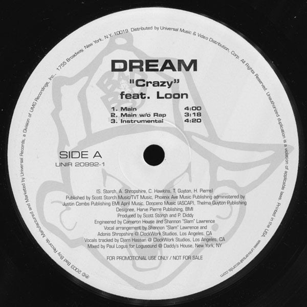 Dream Featuring Loon / Loon Featuring Kelis : Crazy / How You Want That (12", Promo)