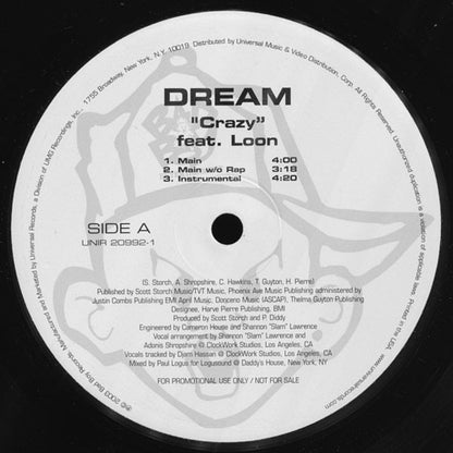 Dream Featuring Loon / Loon Featuring Kelis : Crazy / How You Want That (12", Promo)