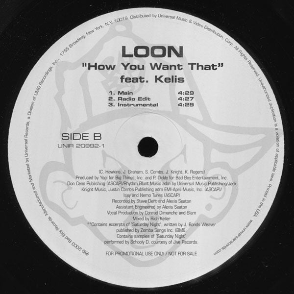 Dream Featuring Loon / Loon Featuring Kelis : Crazy / How You Want That (12", Promo)