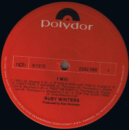 Ruby Winters : I Will (LP, Album)