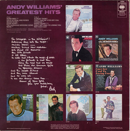 Andy Williams : Andy Williams' Greatest Hits (LP, Comp)