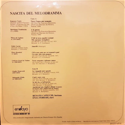 Renato Capecchi : Nascita Del Melodramma (LP, Album)