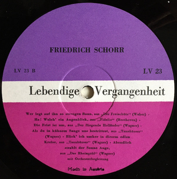 Friedrich Schorr : Friedrich Schorr (LP, Comp, Mono)