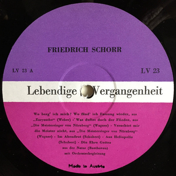 Friedrich Schorr : Friedrich Schorr (LP, Comp, Mono)