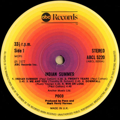 Poco (3) : Indian Summer (LP, Album)