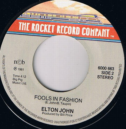 Elton John : Nobody Wins (7", Single)