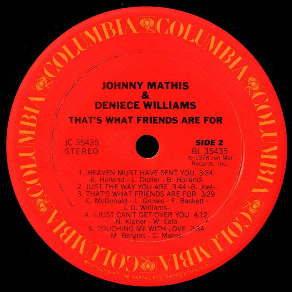 Johnny Mathis & Deniece Williams : That's What Friends Are For (LP, Album)