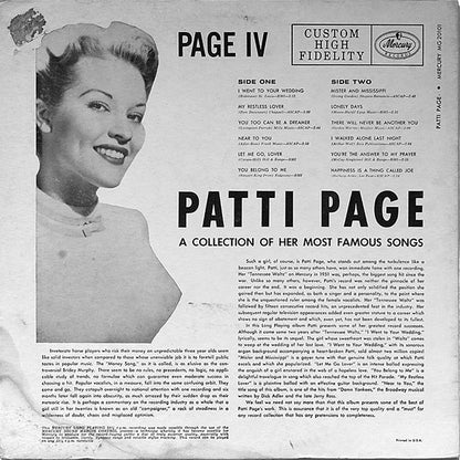 Patti Page : Page 4 - A Collection Of Her Most Famous Songs (LP, Album, Comp, Mono)