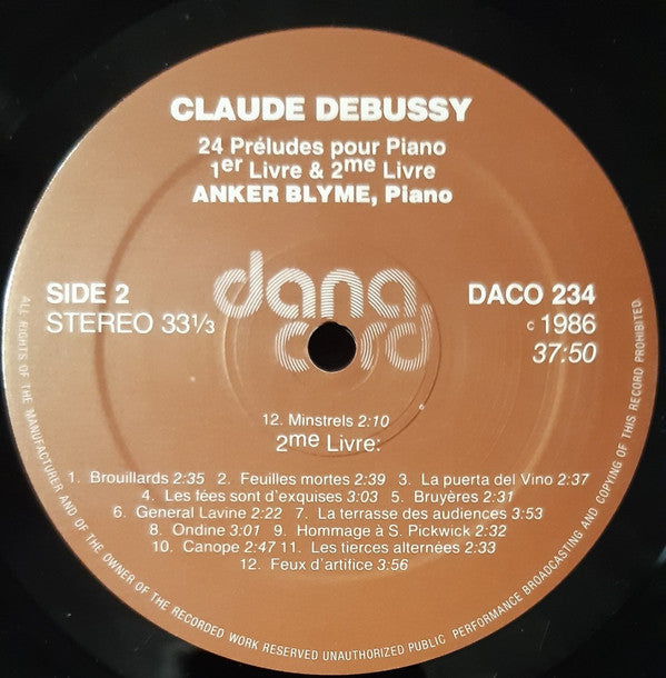 Claude Debussy, Anker Blyme : 24 Preludes - 1er Livre & 2me Livre (LP)