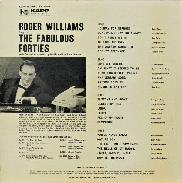 Roger Williams (2) : Songs Of The Fabulous Forties (2xLP, Album, Gat)