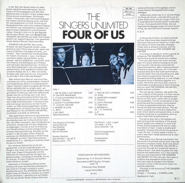 The Singers Unlimited : Four Of Us (LP, Album, RE)