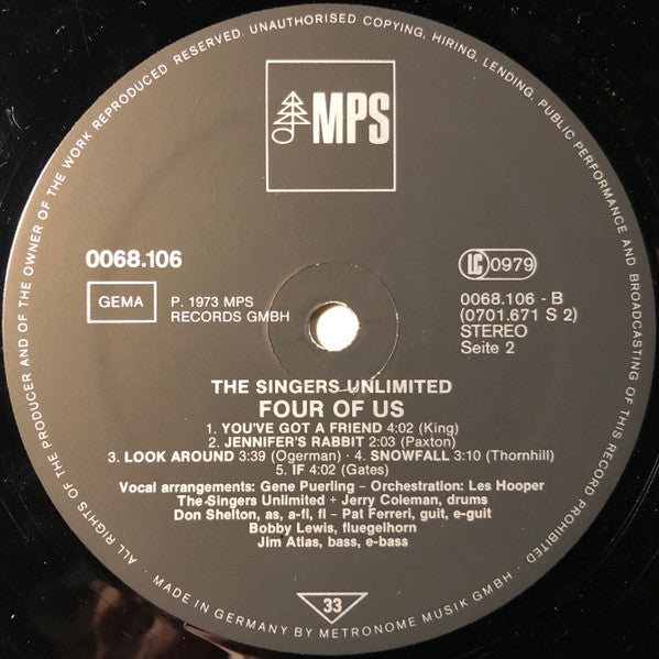 The Singers Unlimited : Four Of Us (LP, Album, RE)