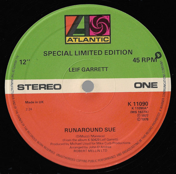 Leif Garrett : Runaround Sue / California Girls (12", Single, Ltd)