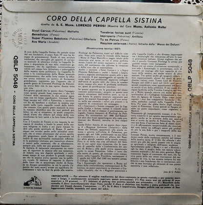 Coro Della Cappella Sistina Direttore Lorenzo Perosi : Coro Della Cappella Sistina (10", Mono)