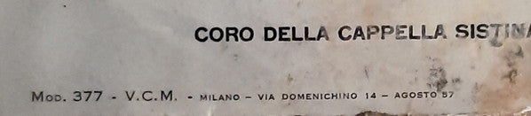 Coro Della Cappella Sistina Direttore Lorenzo Perosi : Coro Della Cappella Sistina (10", Mono)