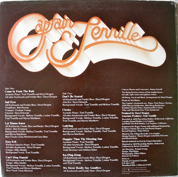 Captain And Tennille : Come In From The Rain (LP, Album)