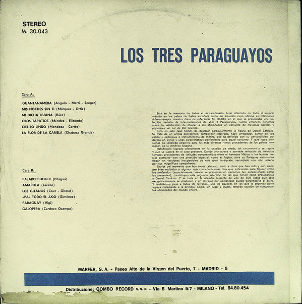 Los 3 Paraguayos : Los 3 Paraguayos (LP, Album)