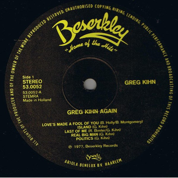 Greg Kihn : Greg Kihn Again (LP, Album)