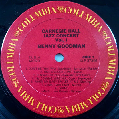 Benny Goodman : The Famous 1938 Carnegie Hall Jazz Concert Vol.1 (LP, Album, Mono, RE)