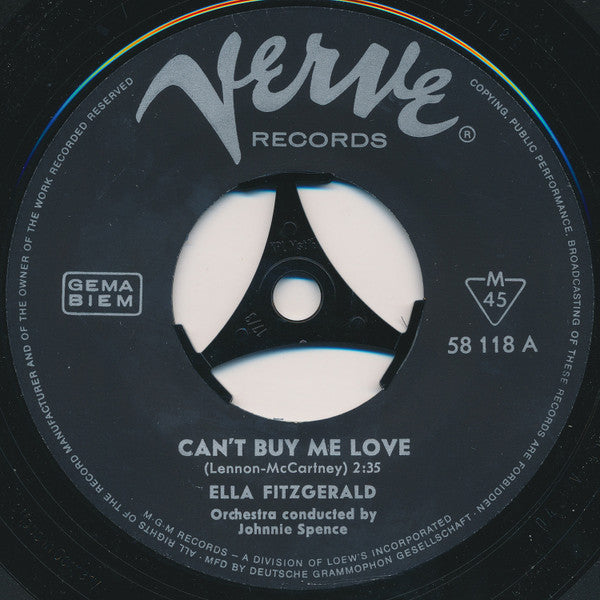 Ella Fitzgerald : Can't Buy Me Love / See, See, Rider (7", Mono)