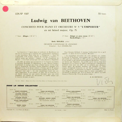 Ludwig van Beethoven, Emil Gilels, Leningrad Philharmonic Orchestra Dir. Kurt Sanderling : Concerto Pour Piano Et Orchestre N°5 "L'Empereur" En Mi Bémol Majeur, Op. 73 (LP, Mono)