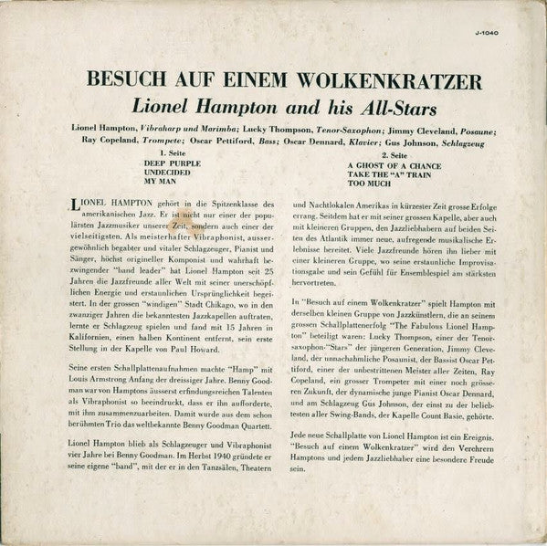 Lionel Hampton All Stars : Besuch Auf Einem Wolkenkratzer (10", Mono)