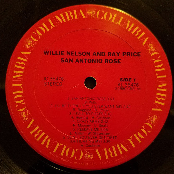 Willie Nelson & Ray Price : San Antonio Rose (LP, Album, Pit)