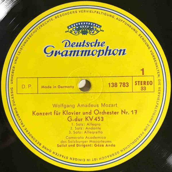 Wolfgang Amadeus Mozart - Camerata Academica Salzburg, Géza Anda : Klavierkonzerte G-Dur KV 453 ・C-Dur KV 467 (LP)