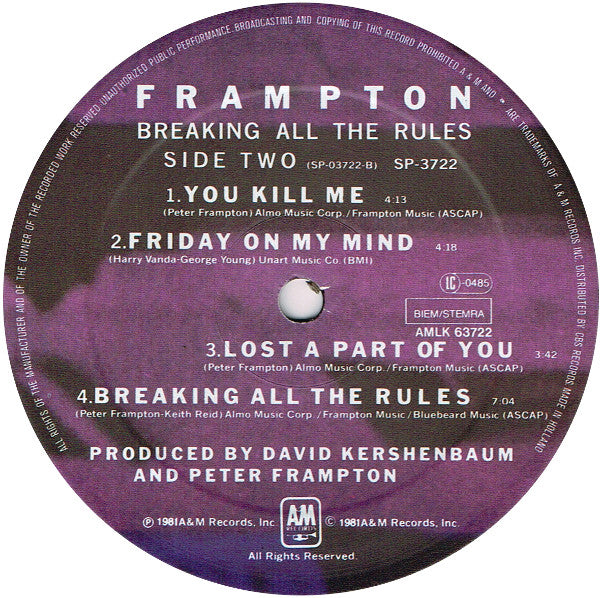 Peter Frampton : Breaking All The Rules (LP, Album)