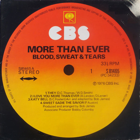 Blood, Sweat And Tears : More Than Ever (LP, Album)