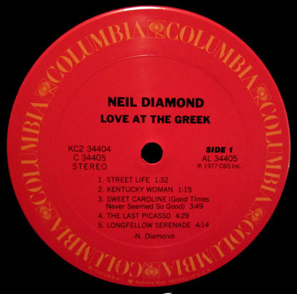 Neil Diamond : Love At The Greek: Recorded Live At The Greek Theatre (2xLP, Album, Gat)