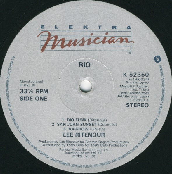 Lee Ritenour : Rio (LP, Album, RE)