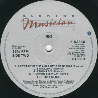 Lee Ritenour : Rio (LP, Album, RE)