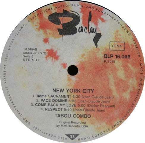 Tabou Combo : New York City (LP, Album)