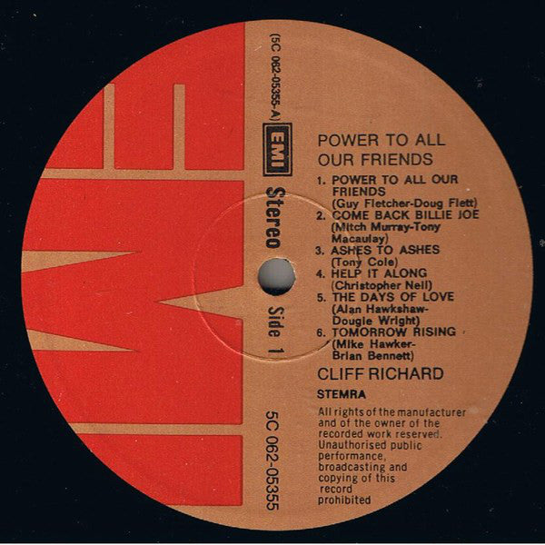 Cliff Richard : Power To All Our Friends (LP, Comp)