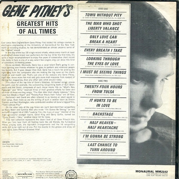 Gene Pitney : Greatest Hits Of All Times (LP, Comp, Mono)