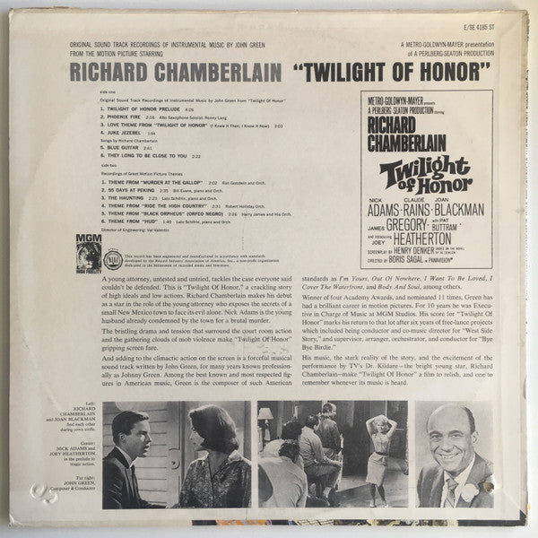 Johnny Green / Richard Chamberlain / Various : Twilight Of Honor (LP, Album)