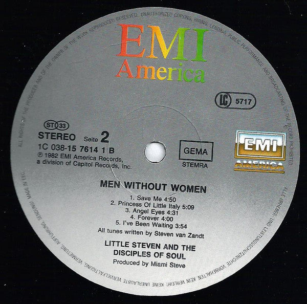 Little Steven And The Disciples Of Soul : Men Without Women (LP, Album, RE)