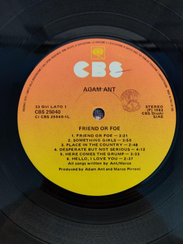 Adam Ant : Friend Or Foe (LP, Album)