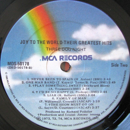 Three Dog Night : Joy To The World - Their Greatest Hits (LP, Comp, RE, Gat)