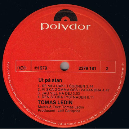 Tomas Ledin : Ut På Stan (LP, Album)