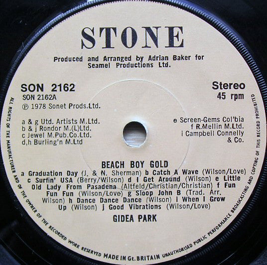 Gidea Park : Beach Boy Gold (7", Single)