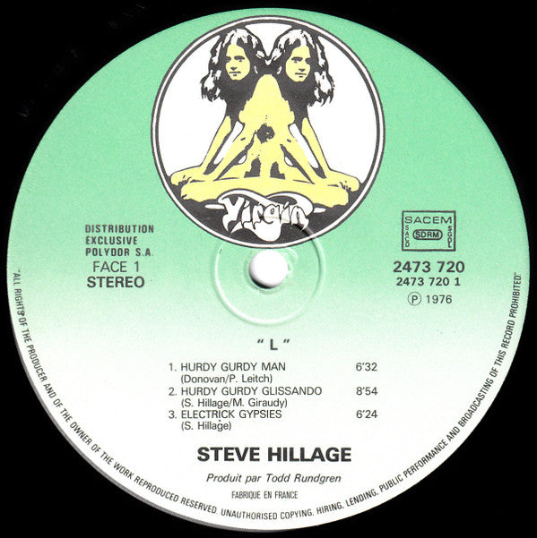 Steve Hillage : L (LP, Album, RE, red)