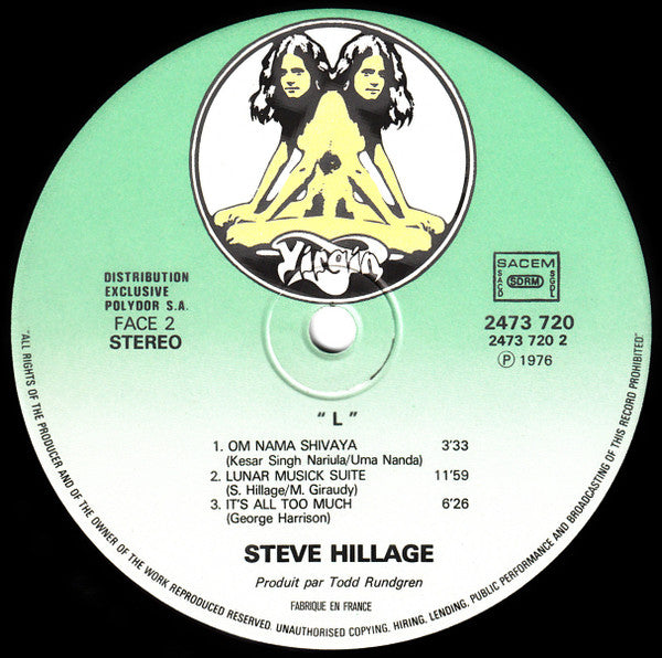 Steve Hillage : L (LP, Album, RE, red)