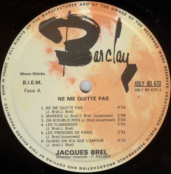 Jacques Brel : Ne Me Quitte Pas (LP, Album)