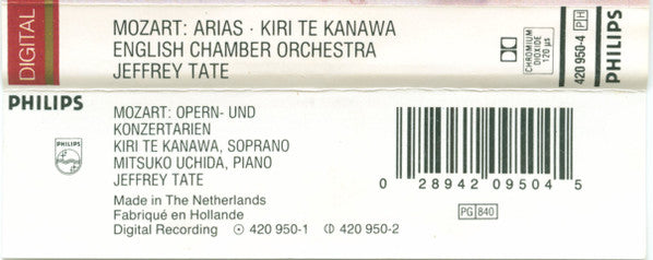 Wolfgang Amadeus Mozart, Kiri Te Kanawa, Mitsuko Uchida, English Chamber Orchestra : Arias (Cass, Chr)