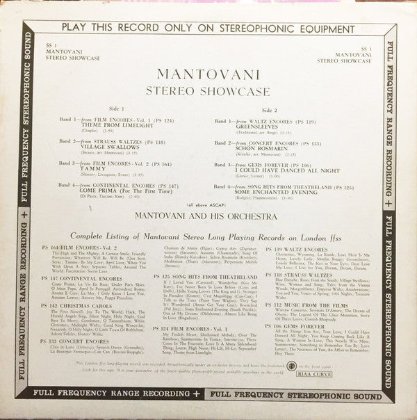 Mantovani : Mantovani Stereo Showcase (LP)