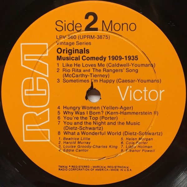 Various : Originals - Musical Comedy 1909-1935 (LP, Comp)