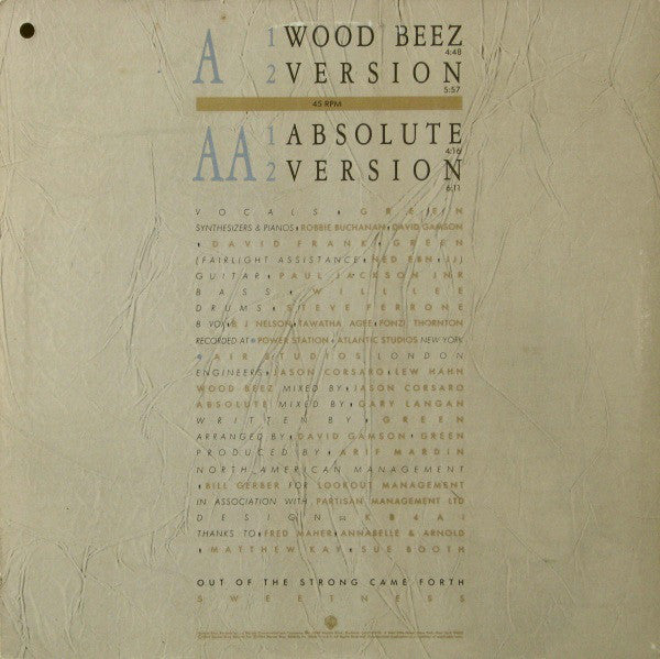 Scritti Politti : Wood Beez / Absolute (12", Maxi)